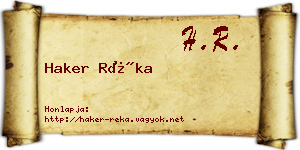 Haker Réka névjegykártya